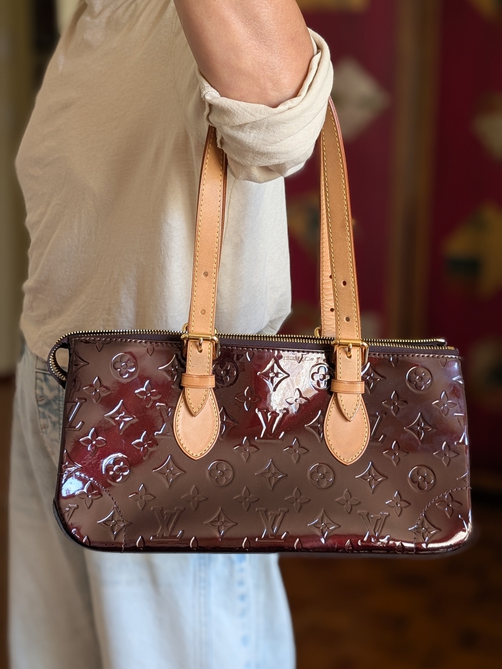Louis Vuitton Vernis Brown Patent Leather Shoulder Bag